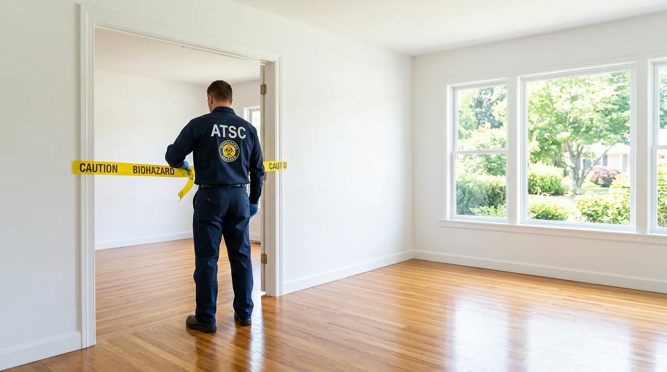 Certified biohazard cleanup crew performing Decomposition Cleanup in Oceanport